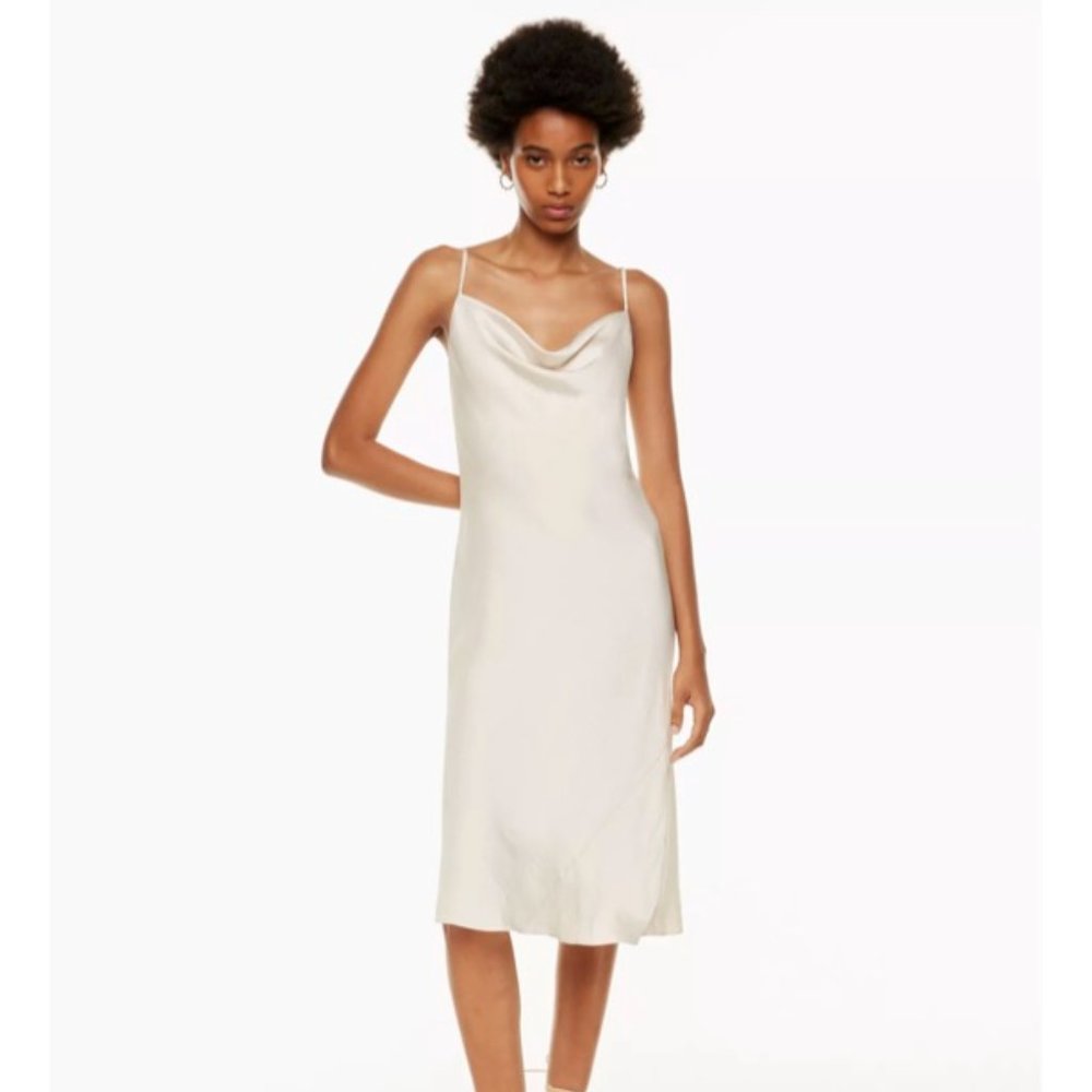 Aritzia Cream Slip Midi Dress